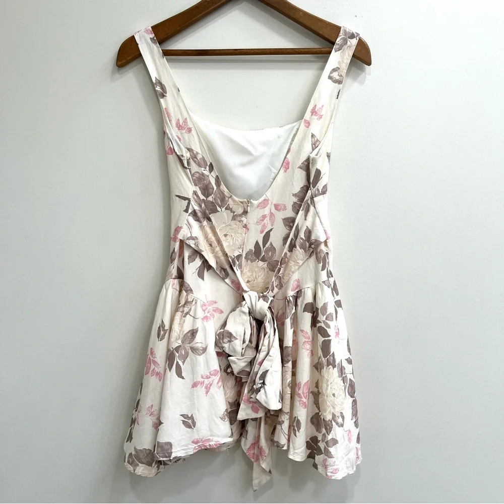 Fore Blossoming In Nature Floral Mini Dress (Ivory Multi) Square Neckline Pastel - Picture 4 of 13